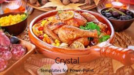  Presentation with thanksgiving dinner - Slide set featuring chickens fall - traditional thanksgiving day dinner tasty background and a red colored foreground