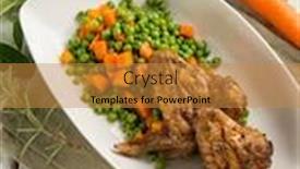  Presentation with peas - Beautiful presentation theme featuring chickens-wings-with-carrtots backdrop and a gold colored foreground