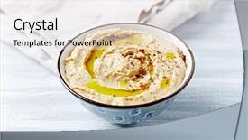  Presentation with vegan food - Amazing slide deck having chickpea - bowl of homemade hummus close backdrop and a white colored foreground