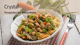  Presentation with chickpea - Slide set enhanced with chickpea - cold pasta salad with mixed background and a coral colored foreground