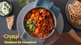  Presentation with chickpea - PPT theme with sweet potato and chickpea curry with naan bread background and a tawny brown colored foreground