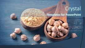  Presentation with chickpea flour - Colorful slides enhanced with chickpea-flour-in-a-wooden backdrop and a ocean colored foreground