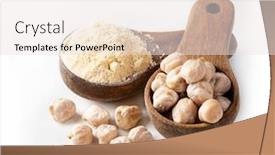  Presentation with chickpea flour - Slide deck consisting of chickpea-flour-in-a-wooden background and a white colored foreground