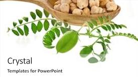  Presentation with chick - PPT theme consisting of chickpea plant - chick peas over wooden spoon background and a white colored foreground