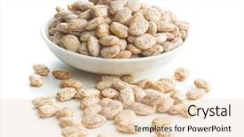  Presentation with beans - Amazing PPT theme having chickpea plant - dried borlotti beans in bowl backdrop and a lemonade colored foreground