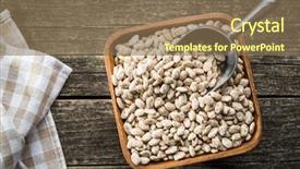  Presentation with beans - PPT theme consisting of chickpea plant - dried borlotti beans in wooden background and a coral colored foreground