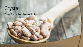  Presentation with beans - PPT theme featuring chickpea plant - dried borlotti beans in wooden background and a light gray colored foreground