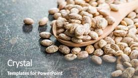  Presentation with beans - Amazing PPT theme having chickpea plant - dried borlotti beans in wooden backdrop and a gray colored foreground