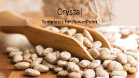  Presentation with beans - Colorful slide set enhanced with chickpea plant - dried borlotti beans in wooden backdrop and a coral colored foreground