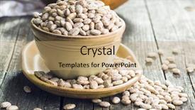  Presentation with beans - Presentation theme featuring chickpea plant - dried borlotti beans on old background and a coral colored foreground