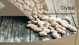 Presentation with beans - Cool new PPT layouts with chickpea plant - dried borlotti beans on old backdrop and a coral colored foreground