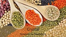  Presentation with beans legumes - PPT theme having chickpea plant - lentils beans peas soybeans legumes background and a gold colored foreground