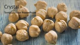  Presentation with close up wooden decking - Audience pleasing slide deck consisting of chickpeas close-up blue wooden backdrop and a  colored foreground