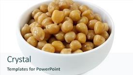  Presentation with floral border over white - Colorful theme enhanced with chickpeas in a small white bowl isolated over white background backdrop and a sky blue colored foreground