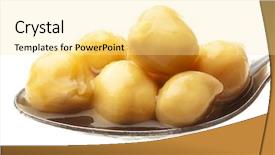  Presentation with metal sodium - PPT theme consisting of chickpeas on metal spoon background and a blonde colored foreground