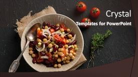  Presentation with beans - Theme with chickpeas-salad-witn-red-beans background and a wine colored foreground
