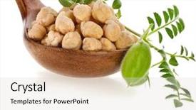  Presentation with chickpea plant - Beautiful PPT theme featuring chickpeas seed over wooden spoon backdrop and a lemonade colored foreground