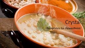  Presentation with soup - Amazing presentation design having chickpeas soup on bowl backdrop and a coral colored foreground