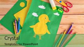  Presentation with chick - PPT layouts having childern chicks - child's applique of chick background and a ocean colored foreground