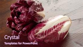  Presentation with dark vintage wood table texture - Colorful slide deck enhanced with chicory radicchio on wood table backdrop and a tawny brown colored foreground