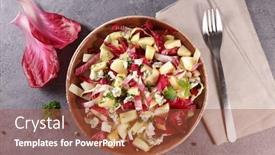  Presentation with blue cheese - PPT theme having chicory-salad-with-blue-cheese background and a red colored foreground