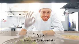  Presentation with cooking chef - Slides having chiefs - food cooking profession and people background and a coral colored foreground
