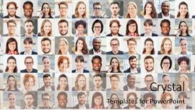  Presentation with people collage - Audience pleasing PPT layouts consisting of employers - panorama portrait collage of business backdrop and a soft green colored foreground