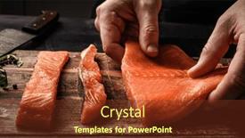  Presentation with salmon fish - PPT layouts enhanced with chief-cooking-salmon-red-fish and a tawny brown colored foreground