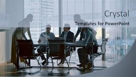  Presentation with team meeting - Theme enhanced with chief-corporate-manager-talking background and a light blue colored foreground