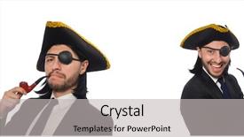  Presentation with pirate - Beautiful presentation design featuring chief financial - pirate businessman with smoking pipe backdrop and a light gray colored foreground