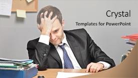  Presentation with sad - Beautiful slide set featuring chief financial - sad worker in an office backdrop and a light gray colored foreground