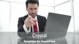  Presentation with biometric device finger print - Beautiful presentation theme featuring chief financial - serious businessman pointing the finger backdrop and a gray colored foreground