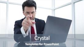  Presentation with finger millet - Amazing theme having chief financial - serious businessman pointing the finger backdrop and a ocean colored foreground