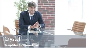  Presentation with desk - Theme with chief financial - serious businessman sitting background and a gray colored foreground