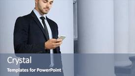  Presentation with financial law - Colorful presentation enhanced with chief financial - young man with phone near backdrop and a ocean colored foreground