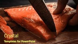 Presentation with salmon fish - Theme enhanced with chief-hands-cut-salmon-fillet background and a tawny brown colored foreground