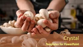  Presentation with restaurant kitchen - Slides consisting of chief-man-hands-holding-shampignons background and a red colored foreground