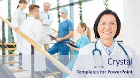  Presentation with physician - Cool new presentation design with chief physician with competence backdrop and a lemonade colored foreground