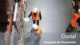  Presentation with giving - Presentation theme consisting of instructions to loader of goods background and a gray colored foreground