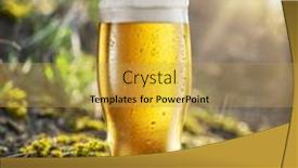  Presentation with beer - Presentation design with chiiled-beer-glass-and-blurred background and a yellow colored foreground