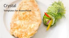  Presentation with chiken - Slides enhanced with chiken - chop on the plate background and a  colored foreground