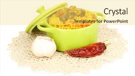  Presentation with medical pill medicine white blue - Beautiful slides featuring chiken - delicious pilaf with vegetables isolated backdrop and a yellow colored foreground