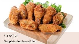  Presentation with fried chicken - Theme enhanced with chiken - fried chicken legs background and a coral colored foreground