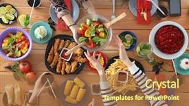  Presentation with small group top view - Beautiful presentation design featuring chiken - top view group of people backdrop and a red colored foreground