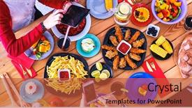  Presentation with small group top view - Cool new PPT theme with chiken - top view of group people backdrop and a red colored foreground