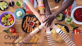  Presentation with small group top view - Slides having chiken - top view of group background and a  colored foreground