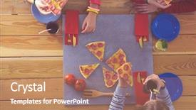  Presentation with fast food - Presentation design with chiken - top view of group background and a  colored foreground