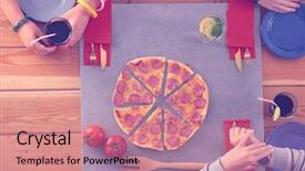  Presentation with fast food - Colorful PPT theme enhanced with chiken - top view of group backdrop and a  colored foreground