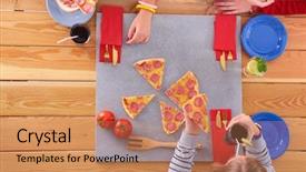  Presentation with fast food - Slides with chiken - top view of group background and a  colored foreground