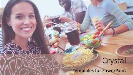  Presentation with fast food - Slides enhanced with chiken - top view of group background and a coral colored foreground